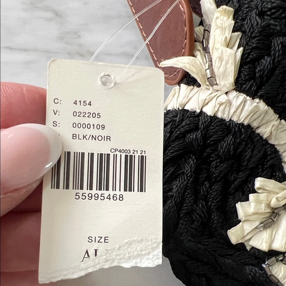 Anthropologie JULES Black and Cream Beaded Belted Bag Purse - Picture 3 of 9